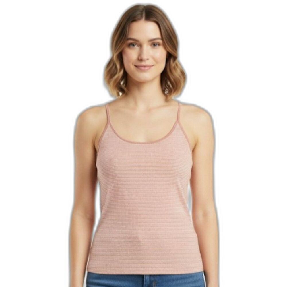 J. Crew Coral & White Vintage Rib Knit Racerback Tank Top Size XXS